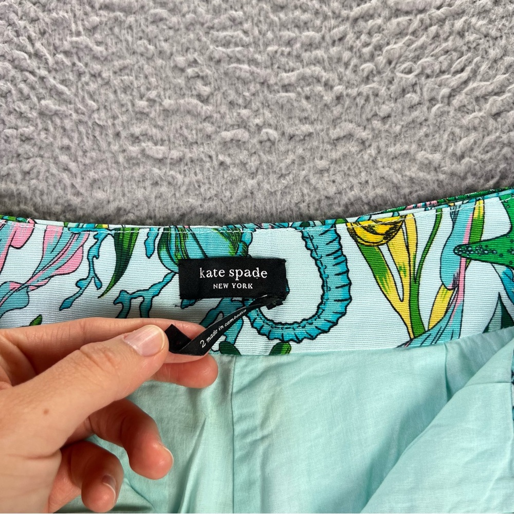 Kate Spade Shorts Womens 2 Blue Under The Sea Tie Waist in Low Tide High Rise - Picture 7 of 9